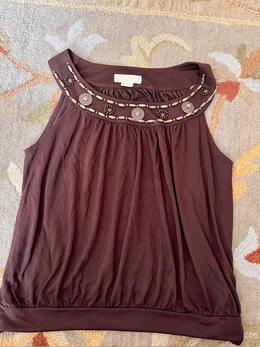 Michael Kors Brown Embellished Top